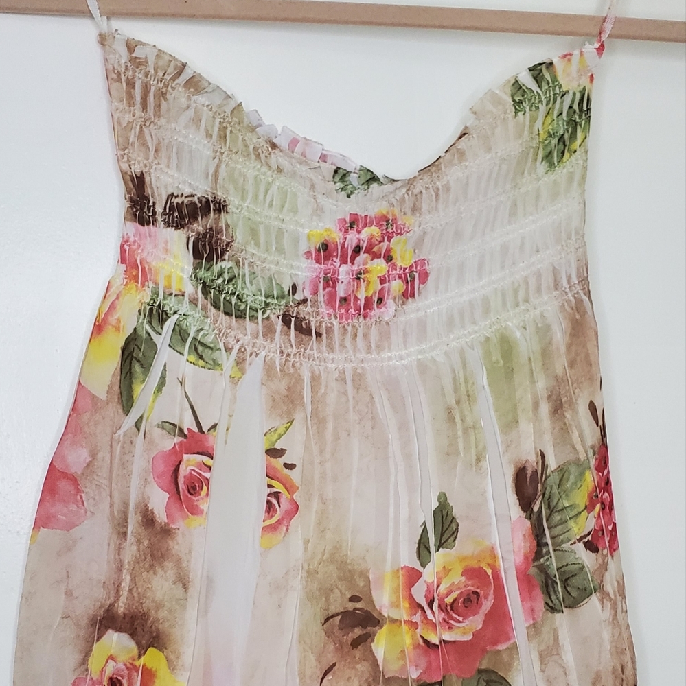 Strapless Floral Blouse